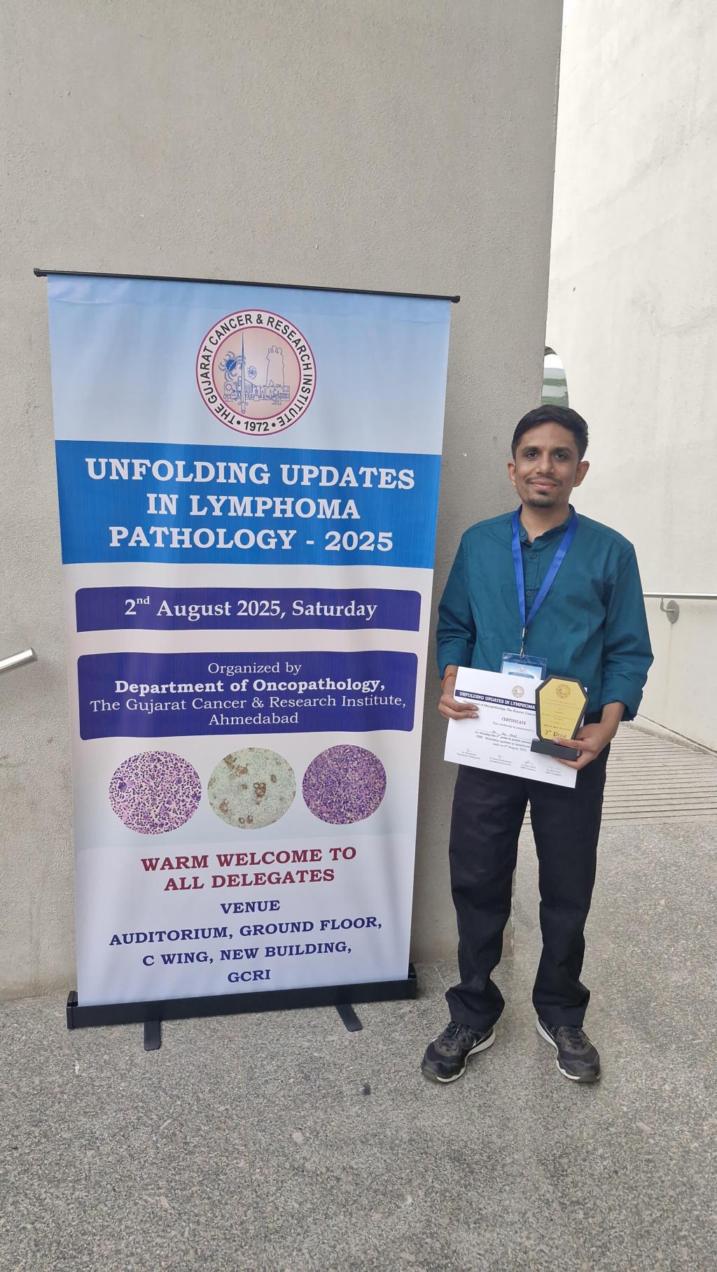 જી.કે. જન. હોસ્પિ. દ્વારા લિમ્ફોમાં કેન્સર પોસ્ટર પ્રસ્તુતિને રાજ્યમાં બીજો&nbsp;નંબર