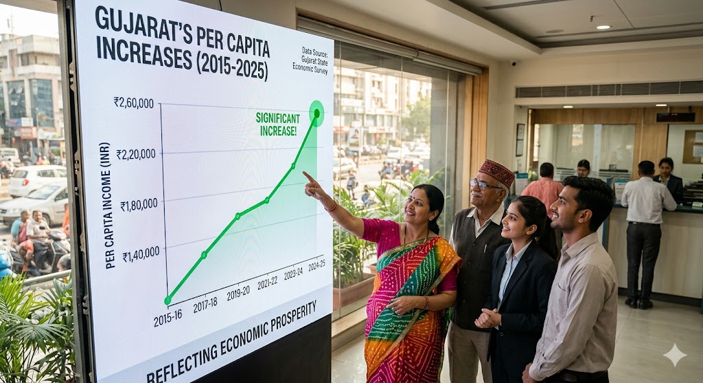 ગુજરાતની માથાદીઠ આવકમાં 1 વર્ષમાં 9.10%નો&nbsp;વધારો